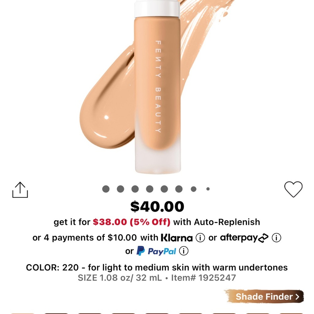 Fenty Beauty Foundation - Light to Medium with Warm Undertones